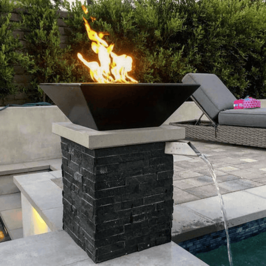 The Outdoor Plus - 30" Square Maya Fire Bowl - Powder Coated Metal - NG, LP - OPT-30SQPCFO