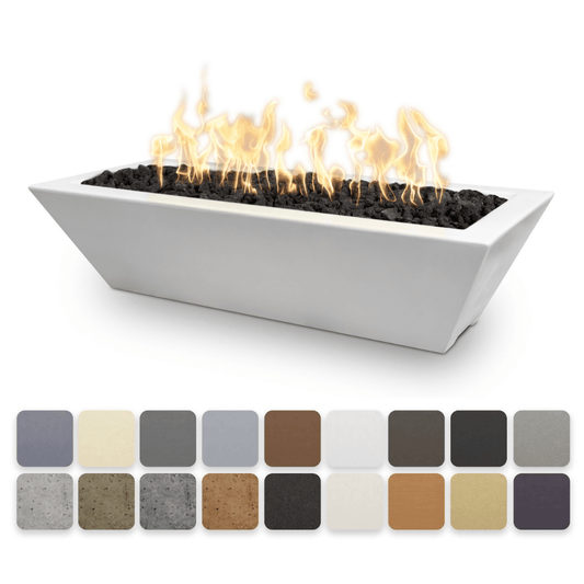 The Outdoor Plus - 48" Rectangular Linear Maya Fire Bowl - GFRC Concrete - NG, LP - OPT-4820MFO