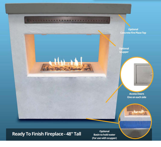 The Outdoor Plus - 96" RTF Fireplace - 48" Tall - NG, LP - OPT-RTFFP96