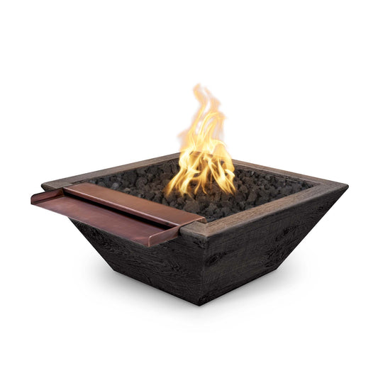 The Outdoor Plus - 24" Square Maya Fire & Water Bowl - Stainless Steel - NG, LP - OPT-SQSS24FANDW