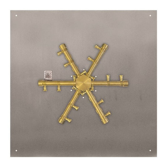 Firegear - TrueFlame 24" Stainless Steel Square Flat Pan Gas Fire Pit Burner Kit, 18" Octoburner - TF-24SFOCTO18MT-N