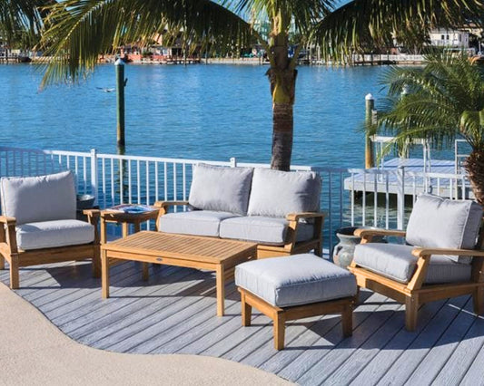 Royal Teak Collection Miami Loveseat | Coffee Table | Two Chairs | ottoman | 6 Piece Conversation Set – MIA2
