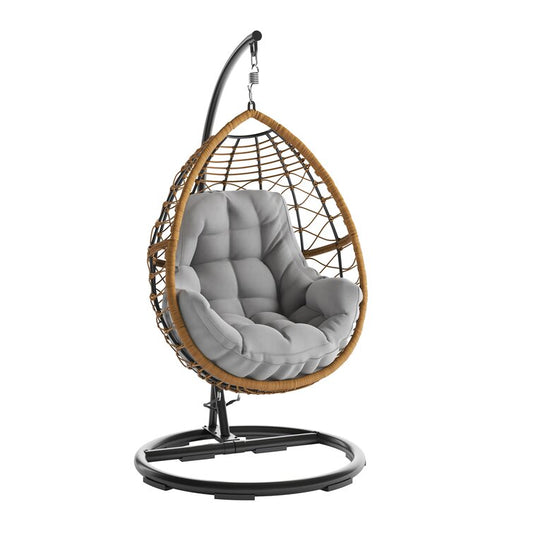 Mod Furniture - Willa Steel Outdoor Hanging Egg Chair with Gray Cushions | WILLAEGG-GRY