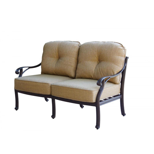 Darlee - Nassau 6-Piece Patio Loveseat Conversation Set with Cushions and 21 x 42'' Rectangular Coffee Table - DL603-6PC-60B-PILLOWS