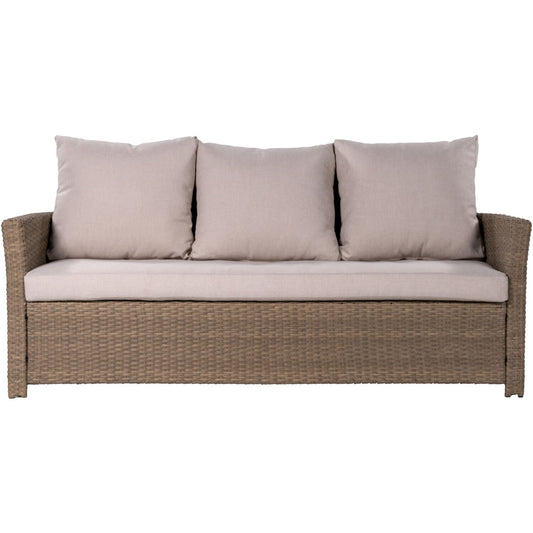 Mod Furniture - Aiden 4-Piece Alunimum Patio Conversation Set with Light Grey Cushions and Adjustable Coffee Table | AIDEN4PC-GRY