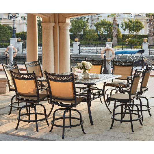 Darlee - Mountain View 9-Piece Patio Counter Height Bar Set with 60'' Square Bar Table - 201610-9PC-88WCH