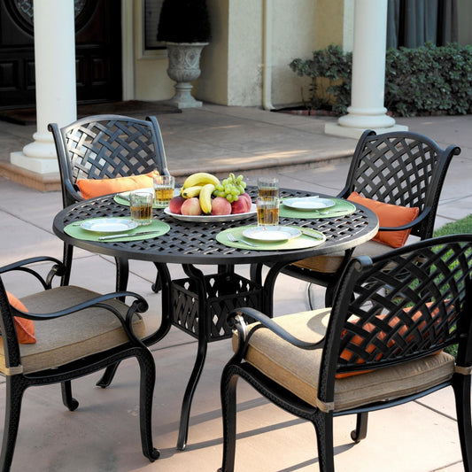 Darlee - Nassau 5-Piece Patio Dining Set with Cushions and 48'' Round Dining Table - DL13-5PC-30C