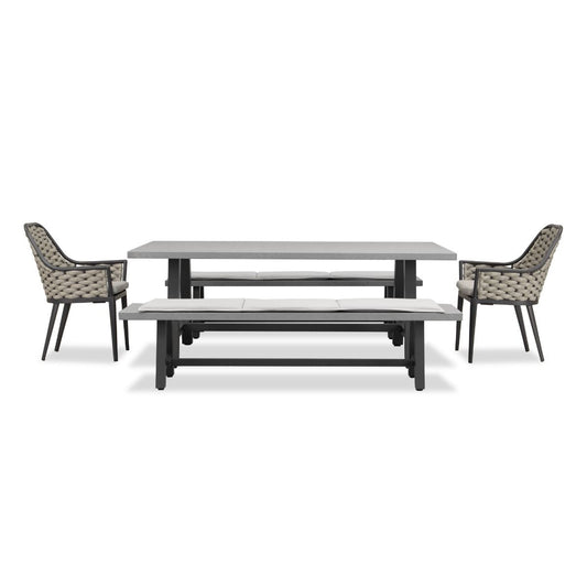 Harmonia Living - Commons Parlor 5 Piece Bench Dining Set | COM-SL-SET550