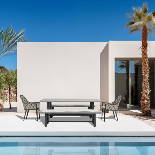 Harmonia Living - Commons Parlor 5 Piece Bench Dining Set | COM-SL-SET550