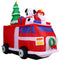 Christmas Time - 7-Ft. Pre-Lit Inflatable Santa Claus in a Fire Truck Outdoor Christmas Decoration - Red