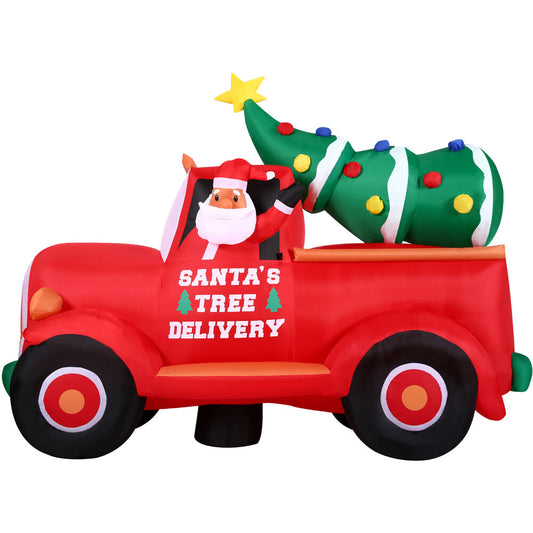 Christmas Time - 6-Ft. Pre-Lit Inflatable Christmas Pickup Truck Outdoor Christmas Decoration - Red