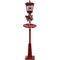 Christmas Time - 71-In. Musical Snowy Street Lamp with Snowman Trio Scene, 2 Signs, Cascading Snow, and Christmas Carols, Red - Red