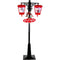 Christmas Time - 71-In. Dual-Lantern Musical Snowy Street Lamp with Santa, Snowman, Sign, and Cascading Snow, Red/Black - Green