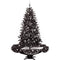 Christmas Time - 75-In. Musical Snowy Indoor Holiday Decor, Black Christmas Tree with Black Umbrella Base - Black
