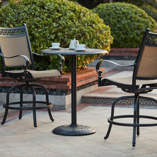 Darlee - Mountain View 3-Piece Patio Counter Height Bar Set with 30'' Round Pedestal Bar Table - 201610-3PC-60CJ