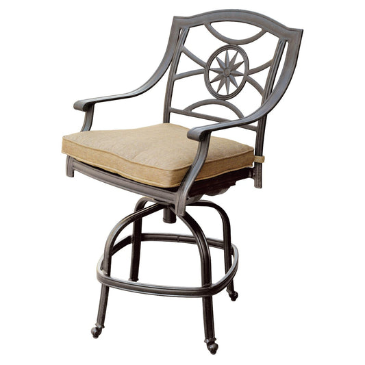 Darlee - Ten Star Patio Counter Height Swivel Bar Stool with Cushion (Set of 4) - DL503-7CH-4