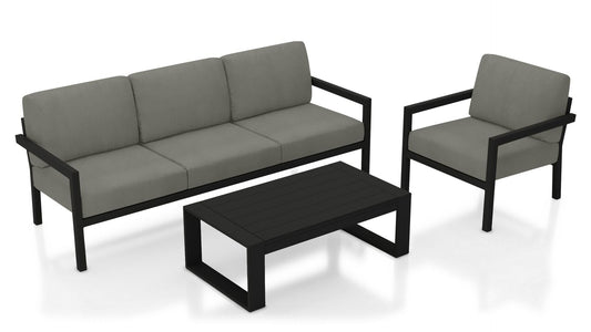 Harmonia Living - HL-PAC-BK-3SSPacifica 3 Piece Sofa Set - Black | HL-PAC-BK-3SS