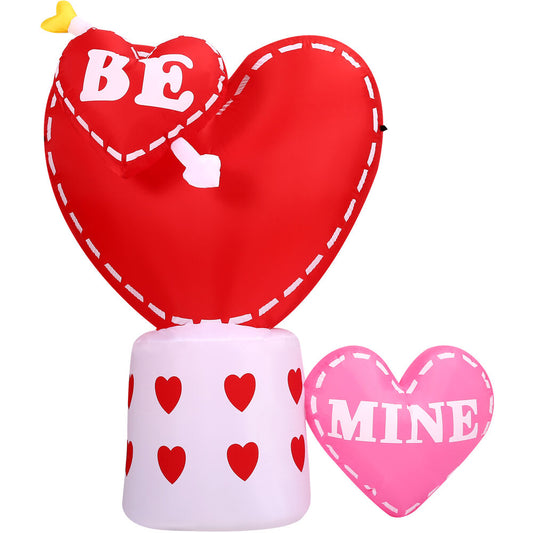 Fraser Hill Farm - 6-Ft. Light Up Valentine's Day Hearts with Arrow Inflatable - Red