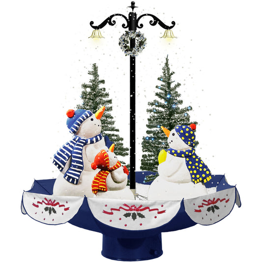 Fraser Hill Farm - Let It Snow Series 29-In. Musical Snow-Family Scene with Blue Umbrella Base, Snow Function, and Lights - GREEN