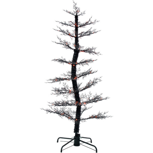 Haunted Hill Farm - 5-ft. Dancing Halloween Tree with Orange LED Lights and Sound - Black, Orange