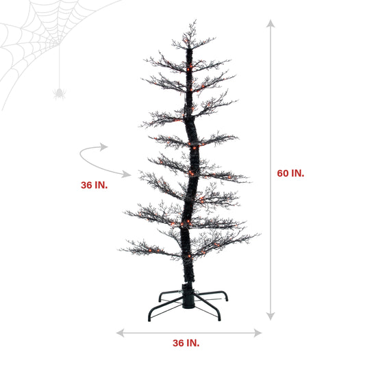 Haunted Hill Farm - 5-ft. Dancing Halloween Tree with Orange LED Lights and Sound - Black, Orange