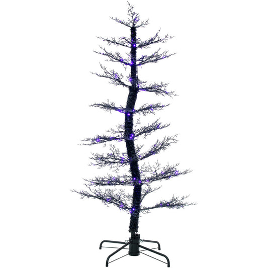 Haunted Hill Farm - 5-ft. Dancing Halloween Tree with Purple LED Lights and Sound - Black, Purple
