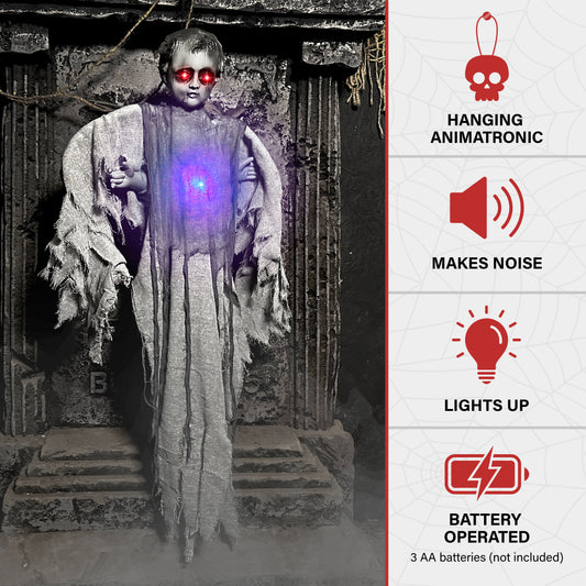 Haunted Hill Farm - Animatronic Haunted Angel with Lights and Sound, Indoor/Covered Outdoor Halloween Decoration - Multi