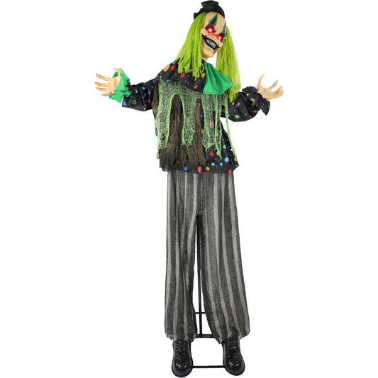 Haunted Hill Farm - Lifesize Animatronic Clown with Lights and Sound, Indoor/Covered Outdoor Halloween Decoration - Multi