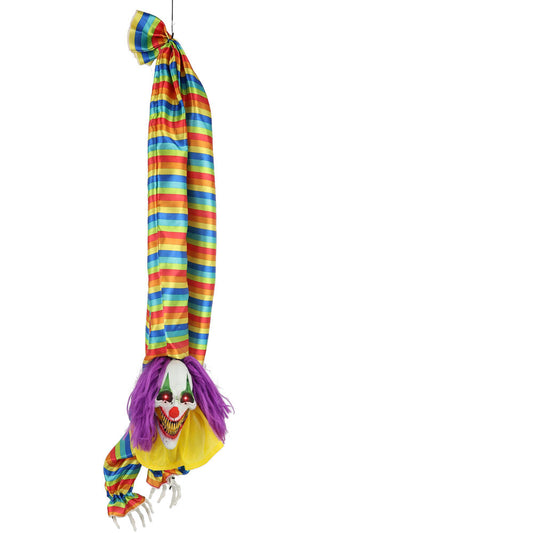 Haunted Hill Farm - Animatronic Hanging Upside Down Clown with Lights and Sound, Indoor/Covered Outdoor Halloween Decoration - Multi