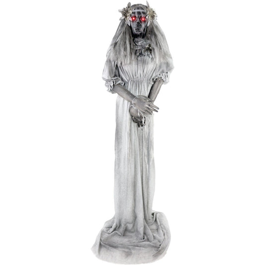 Haunted Hill Farm - Lifesize Animatronic Haunted Lady Statue with Lights and Sound, Indoor/Covered Outdoor Halloween Decoration - Multi