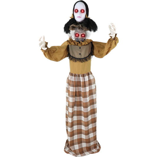 Haunted Hill Farm - Lifesize Animatronic Haunted Woman with Lights and Sound, Indoor/Covered Outdoor Halloween Decoration - Multi