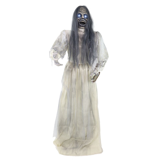 Haunted Hill Farm - Lifesize Haunted Woman Prop with Lights and Sound, Indoor/Covered Outdoor Halloween Decoration - Multi