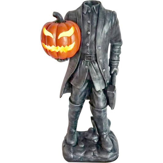 Haunted Hill Farm - 44-in. Headless Horseman Statue - Black, Orange