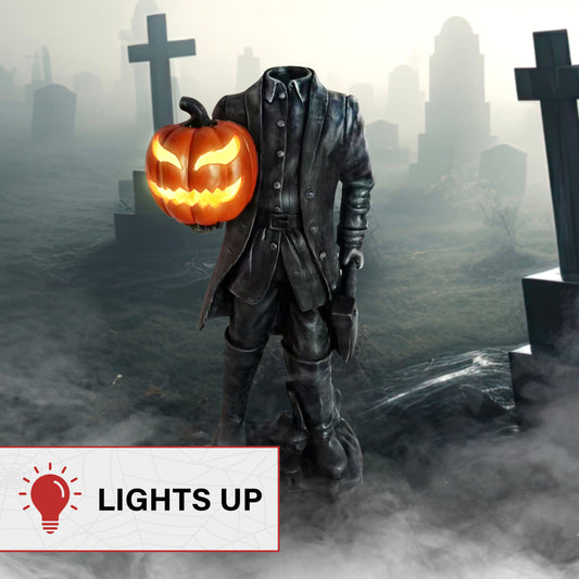 Haunted Hill Farm - 44-in. Headless Horseman Statue - Black, Orange