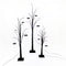 Haunted Hill Farm - Set of 3 Halloween Trees with Bats and Purple LED Lights, 3-ft., 4-ft., and 5-ft. - Black, Purple