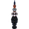 Haunted Hill Farm - 4-Ft. Resin Ball and Finial Topiary in a Black Pedestal Urn - Indoor or Outdoor Halloween Decoration, Harlequin and Stripe - Black, Orange