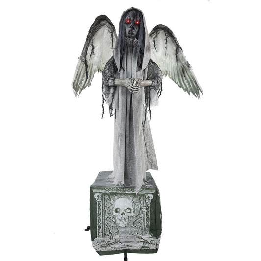 Haunted Hill Farm - Lifesize Animatronic Haunted Angel Statue with Lights and Sound, Indoor/Covered Outdoor Halloween Decoration - Multi