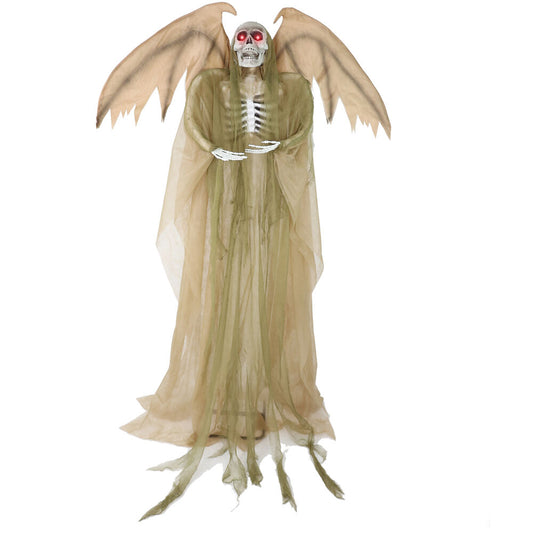 Haunted Hill Farm - Lifesize Animatronic Reaper with Wings with Lights and Sound, Indoor/Covered Outdoor Halloween Decoration - Multi