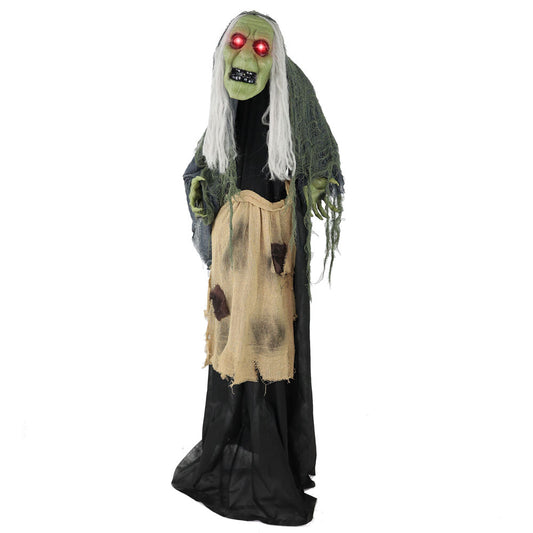 Haunted Hill Farm - Lifesize Animatronic Witch with Lights and Sound, Indoor/Covered Outdoor Halloween Decoration - Multi
