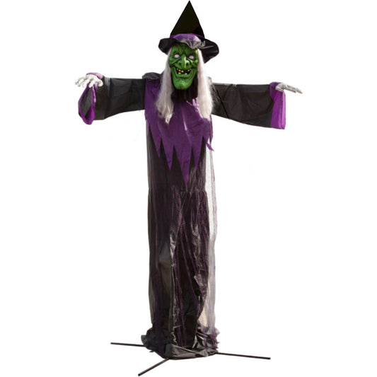 Haunted Hill Farm - 15-ft. Animatronic Witch with Lights and Sound, Outdoor Halloween Decoration - Multi