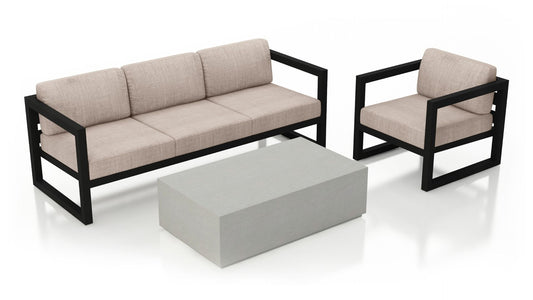 Harmonia Living - Avion Mason 3 Piece Sofa Set - Black | HL-AVMAS-BK-3SS