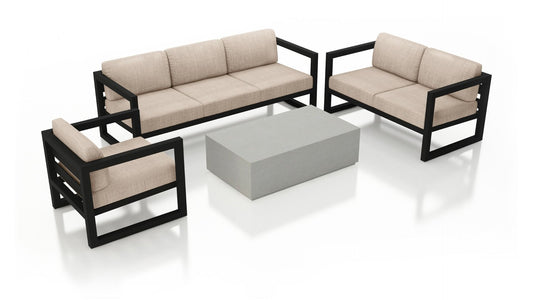 Harmonia Living - Avion Mason 4 Piece Sofa Loveseat Set - Black | HL-AVMAS-BK-4SLSS
