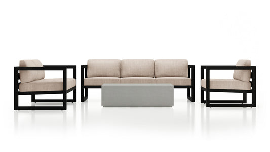 Harmonia Living - Avion Mason 4 Piece Sofa Loveseat Set - Black | HL-AVMAS-BK-4SLSS