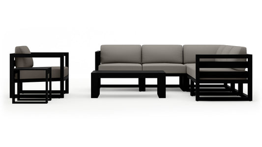 Harmonia Living - Avion 8 Piece Sectional Set - Black | HL-AVN-BK-8SEC