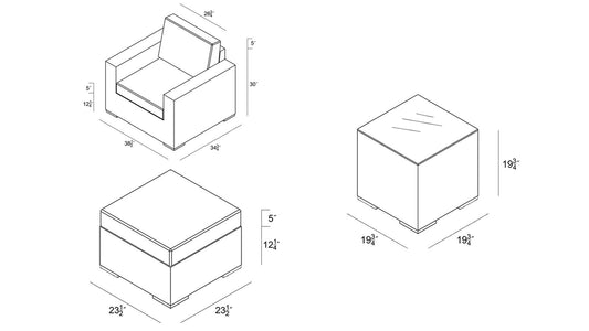Harmonia Living - Dune 5 Piece Club Chair Set | HL-DUNE-DW-5CC