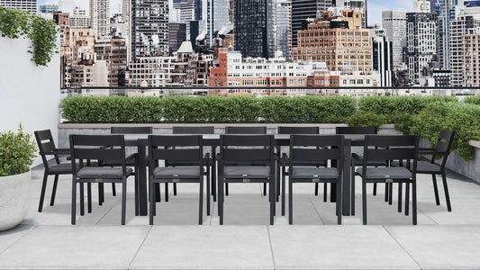 Harmonia Living - Pacifica 13 Piece Extendable Dining Set - Black | HL-PAC-BK-13EDS-C