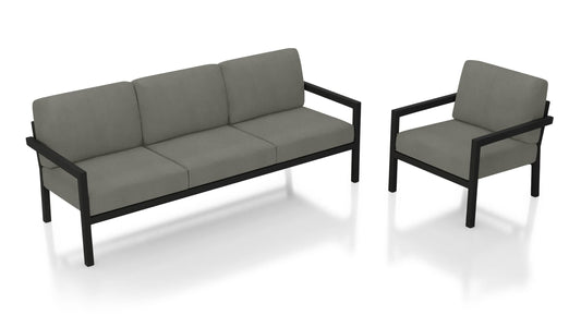 Harmonia Living - Pacifica 2 Piece Sofa Set - Black | HL-PAC-BK-2SS