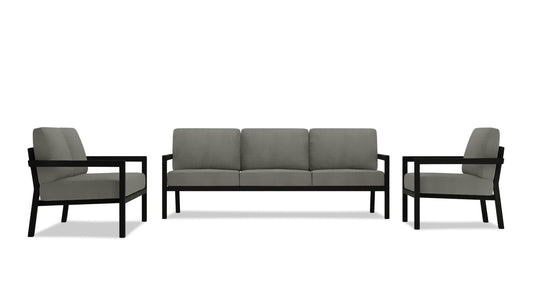 Harmonia Living - Pacifica 3 Piece Loveseat Set - Black | HL-PAC-BK-3LSS