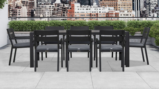 Harmonia Living - Pacifica 8 Seat Rectangular Dining Set - Black | HL-PAC-BK-9DS