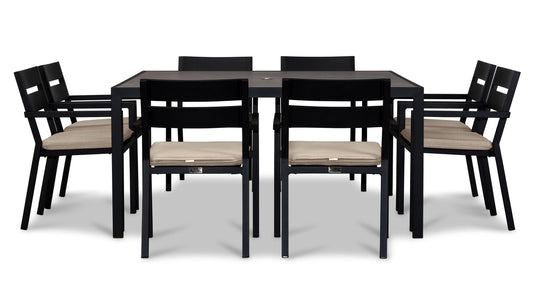 Harmonia Living - Pacifica 9 Piece Square Dining Set - Black | HL-PAC-BK-9SDS
